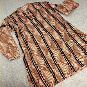 Behbud Boho Aztec Tunic Dress Medium Longsleeve Festival Hippie